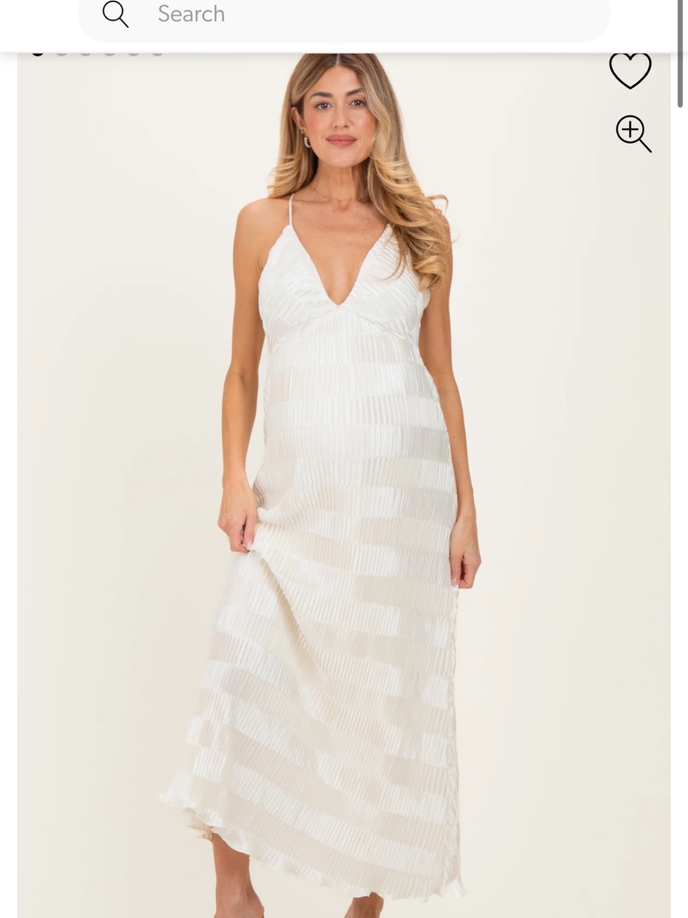 G/FORE White Striped Pleated V-Neck Maxi Dress - Picture 1 of 1